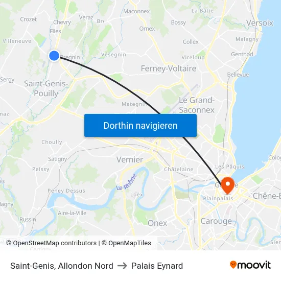 Saint-Genis, Allondon Nord to Palais Eynard map