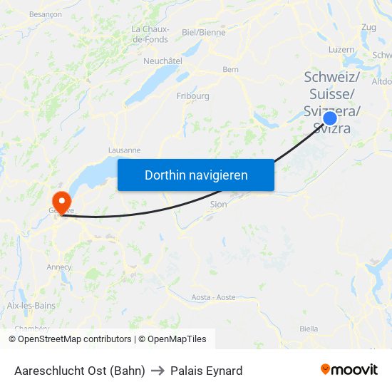 Aareschlucht Ost (Bahn) to Palais Eynard map