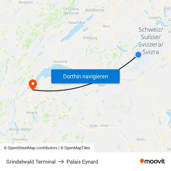 Grindelwald Terminal to Palais Eynard map