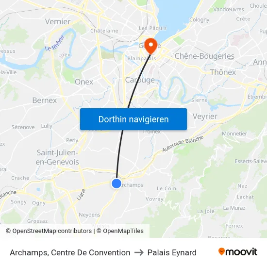 Archamps, Centre De Convention to Palais Eynard map