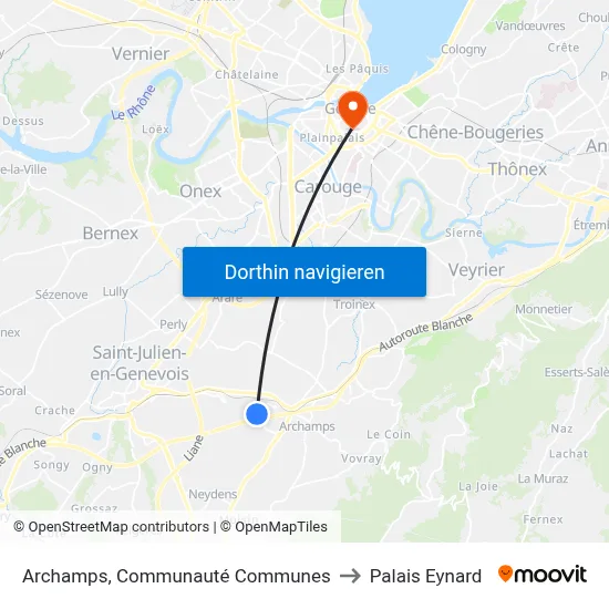 Archamps, Communauté Communes to Palais Eynard map