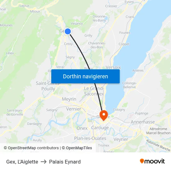 Gex, L'Aiglette to Palais Eynard map