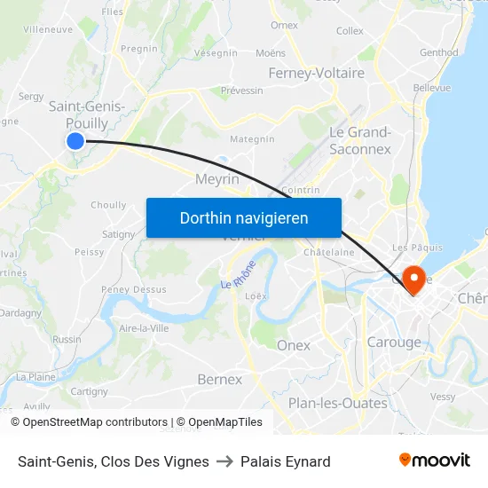Saint-Genis, Clos Des Vignes to Palais Eynard map
