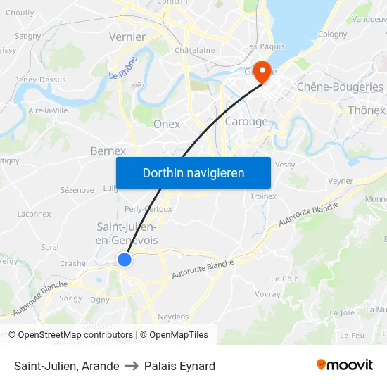 Saint-Julien, Arande to Palais Eynard map