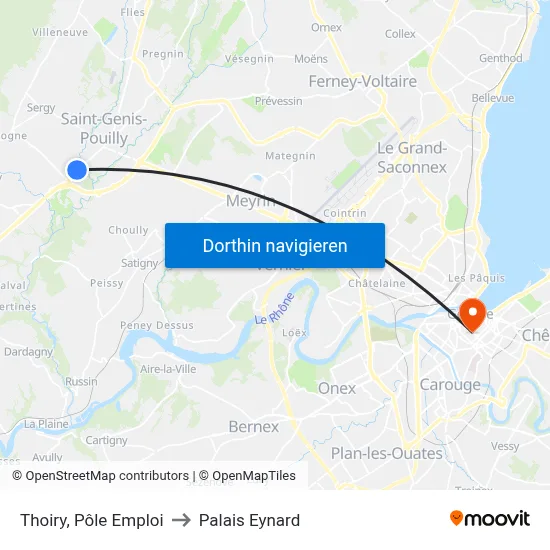 Thoiry, Pôle Emploi to Palais Eynard map