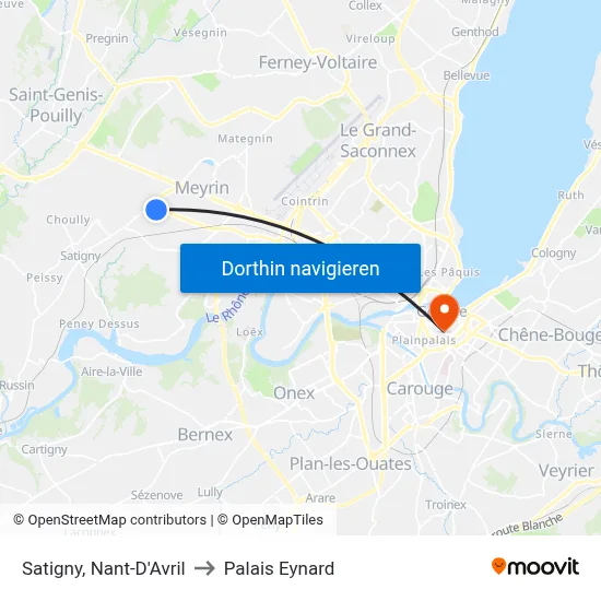 Satigny, Nant-D'Avril to Palais Eynard map