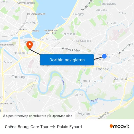 Chêne-Bourg, Gare-Tour to Palais Eynard map