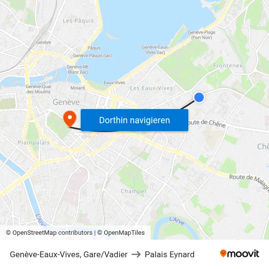 Genève-Eaux-Vives, Gare/Vadier to Palais Eynard map