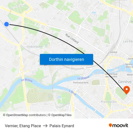 Vernier, Etang Place to Palais Eynard map