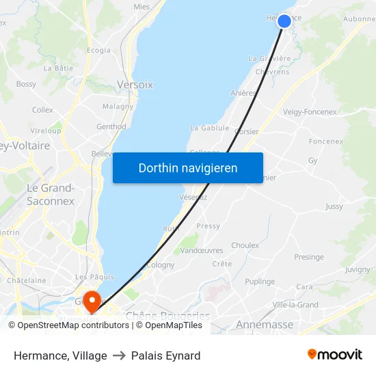 Hermance (Lac) to Palais Eynard map