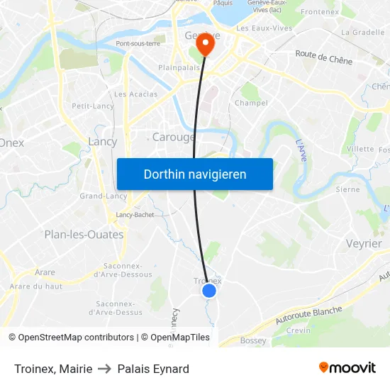 Troinex, Mairie to Palais Eynard map