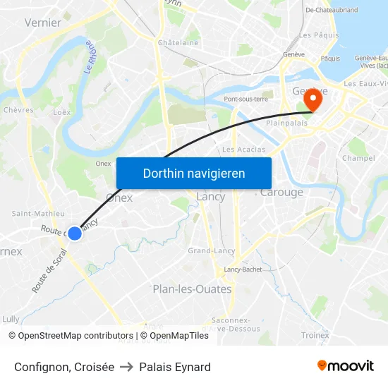 Confignon, Croisée to Palais Eynard map