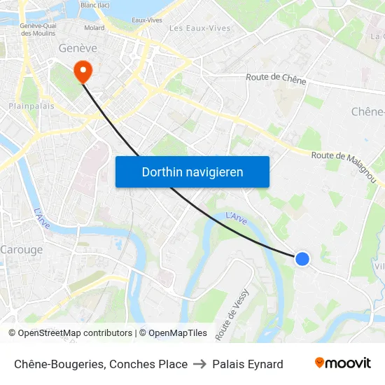 Chêne-Bougeries, Conches Place to Palais Eynard map