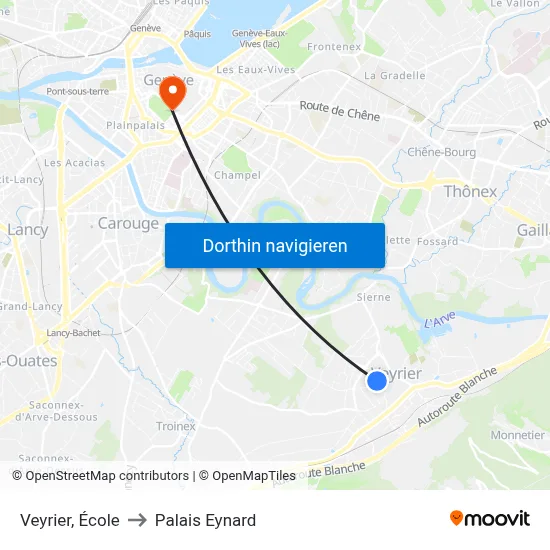 Veyrier, École to Palais Eynard map