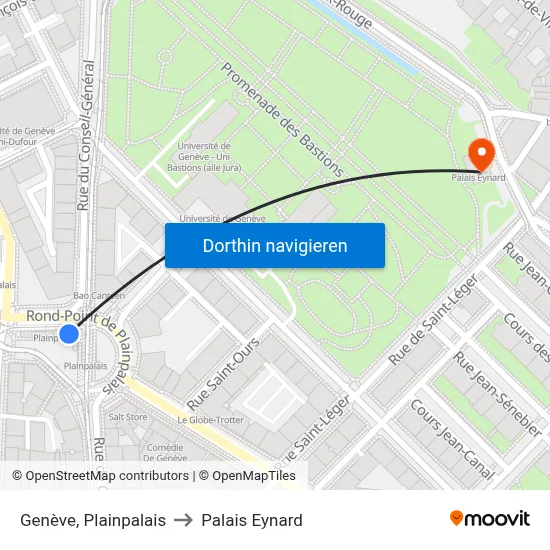 Genève, Plainpalais to Palais Eynard map