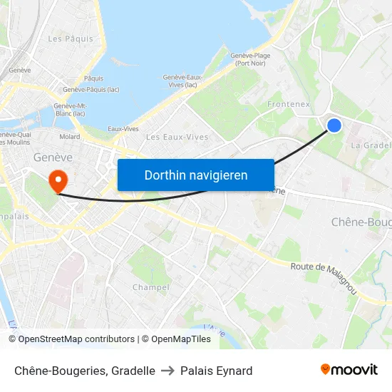 Chêne-Bougeries, Gradelle to Palais Eynard map