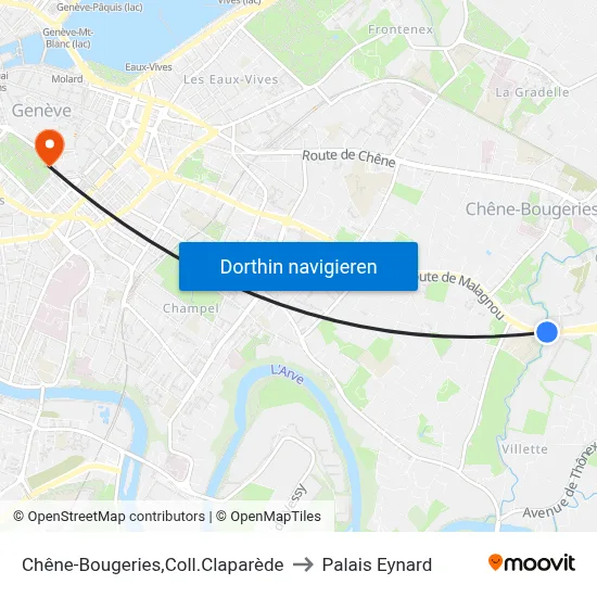 Chêne-Bougeries,Coll.Claparède to Palais Eynard map