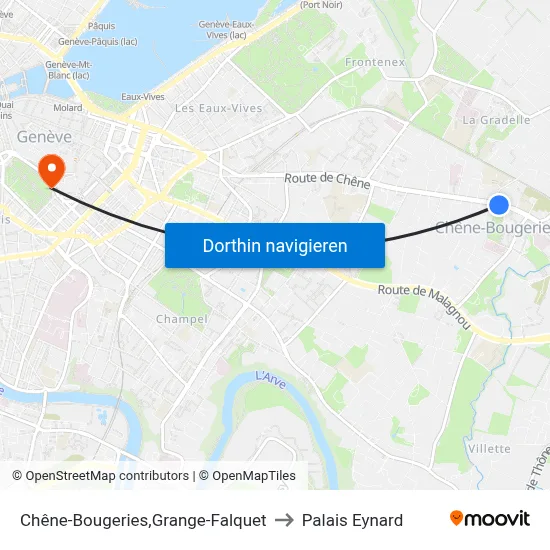 Chêne-Bougeries,Grange-Falquet to Palais Eynard map