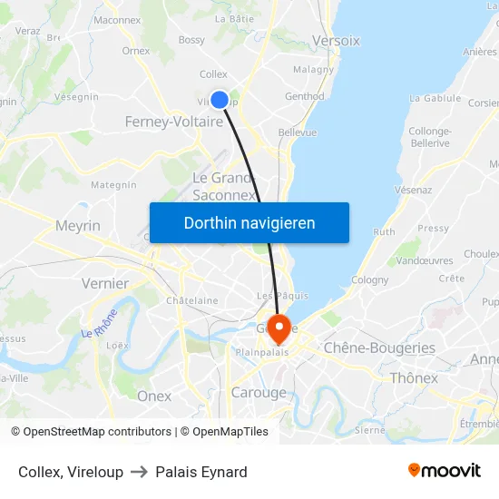 Collex, Vireloup to Palais Eynard map