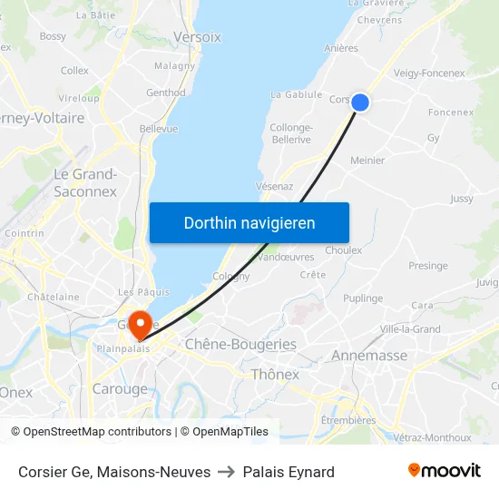 Corsier Ge, Maisons-Neuves to Palais Eynard map