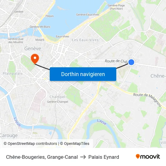 Chêne-Bougeries, Grange-Canal to Palais Eynard map