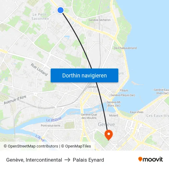 Genève, Intercontinental to Palais Eynard map