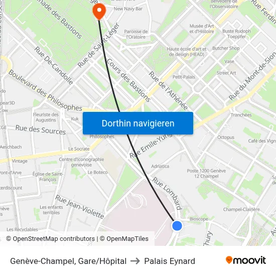Genève-Champel, Gare/Hôpital to Palais Eynard map