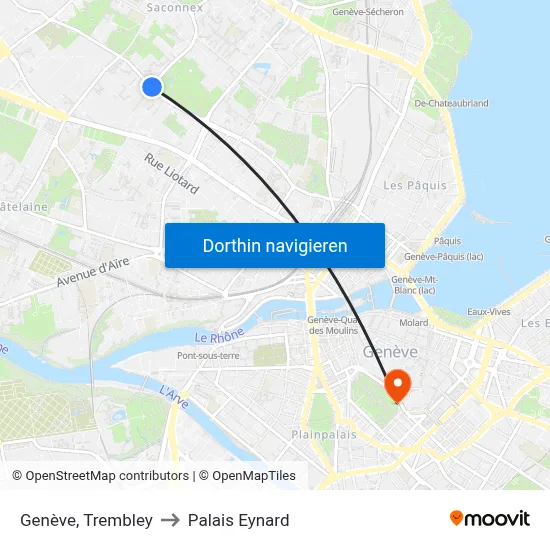 Genève, Trembley to Palais Eynard map