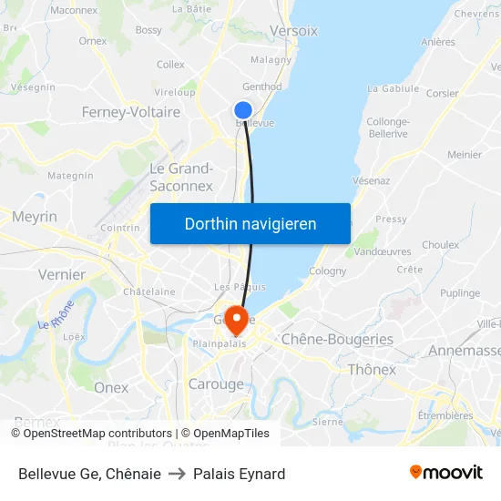 Bellevue Ge, Chênaie to Palais Eynard map