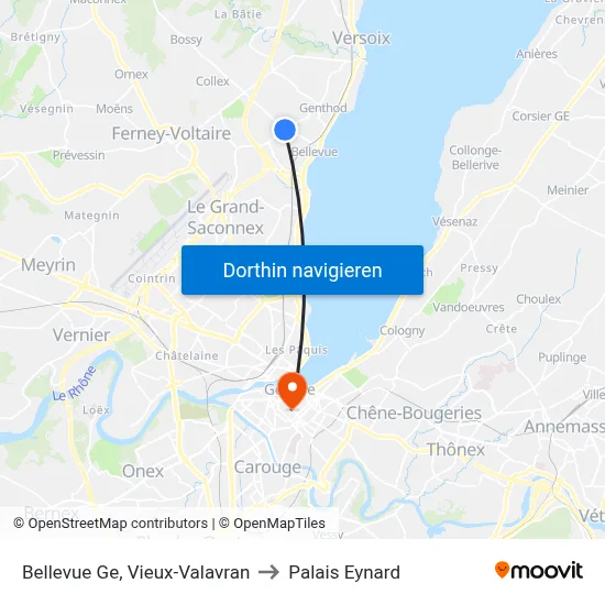 Bellevue Ge, Vieux-Valavran to Palais Eynard map