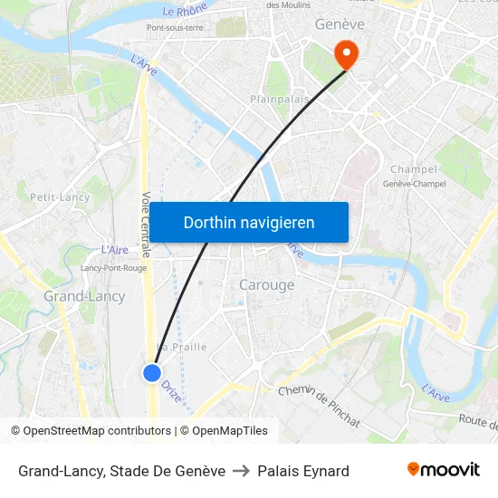Grand-Lancy, Stade De Genève to Palais Eynard map