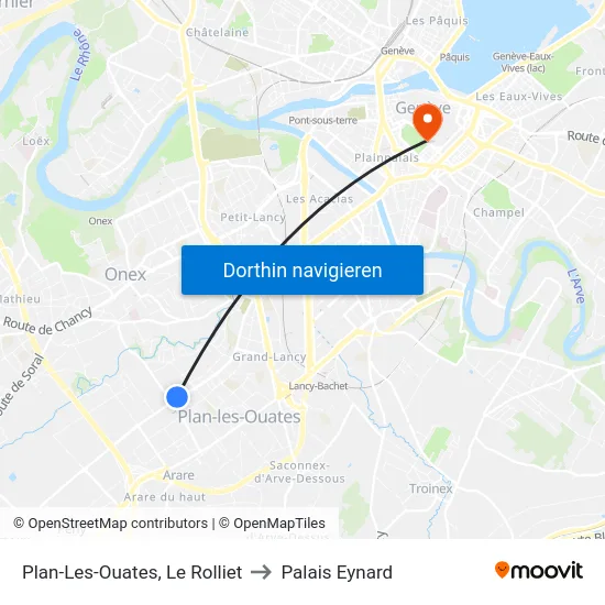 Plan-Les-Ouates, Le Rolliet to Palais Eynard map