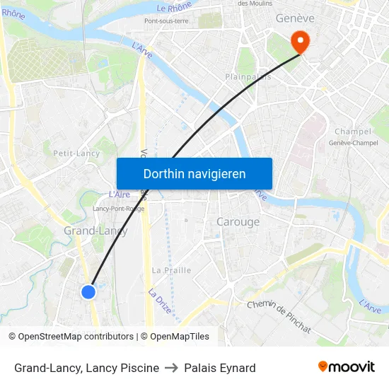 Grand-Lancy, Lancy Piscine to Palais Eynard map