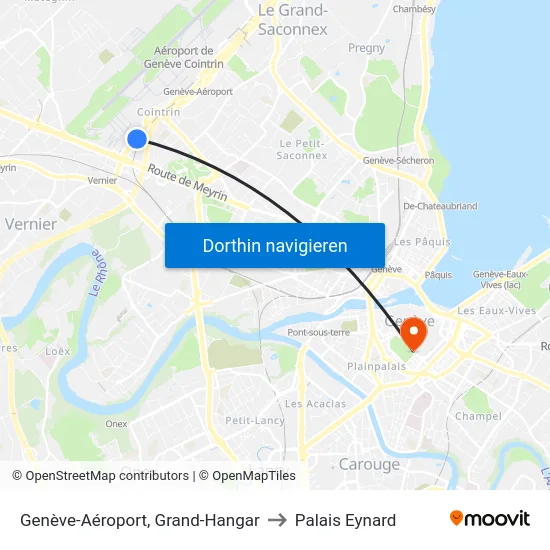 Genève-Aéroport, Grand-Hangar to Palais Eynard map