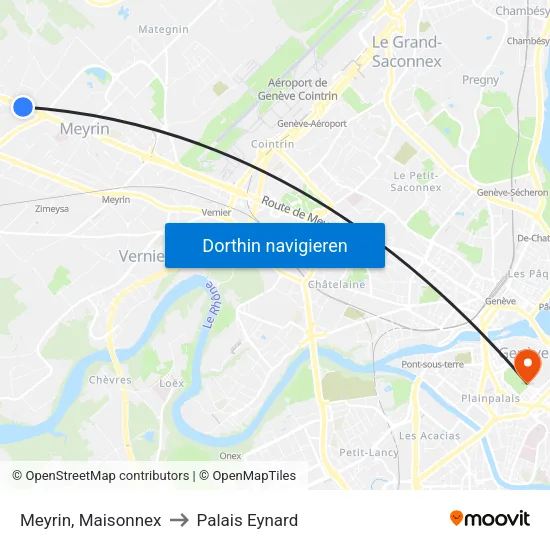 Meyrin, Marcinhes to Palais Eynard map