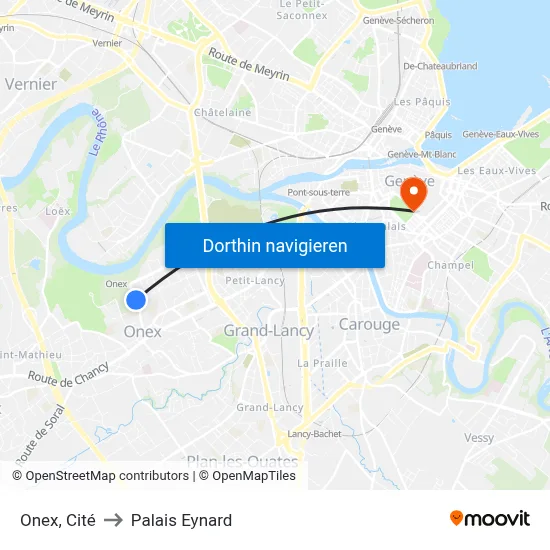 Onex, Cité to Palais Eynard map