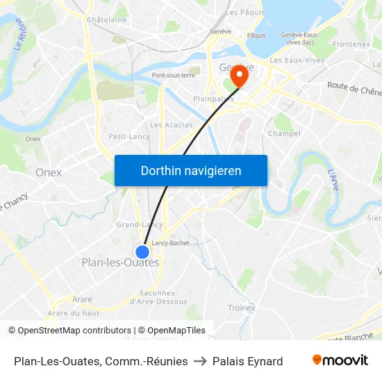 Plan-Les-Ouates, Comm.-Réunies to Palais Eynard map