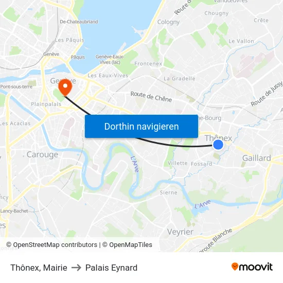 Thônex, Mairie to Palais Eynard map