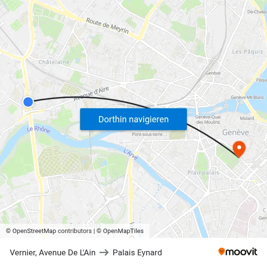 Vernier, Avenue De L'Ain to Palais Eynard map