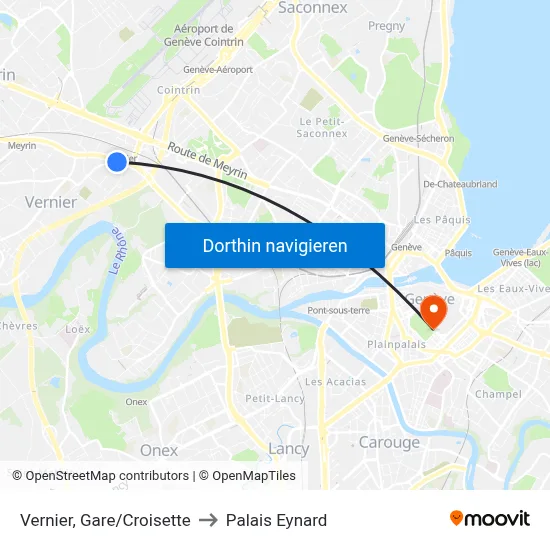 Vernier, Gare/Croisette to Palais Eynard map