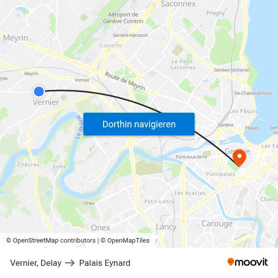Vernier, Delay to Palais Eynard map