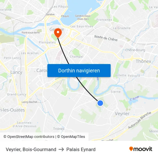 Veyrier, Bois-Gourmand to Palais Eynard map