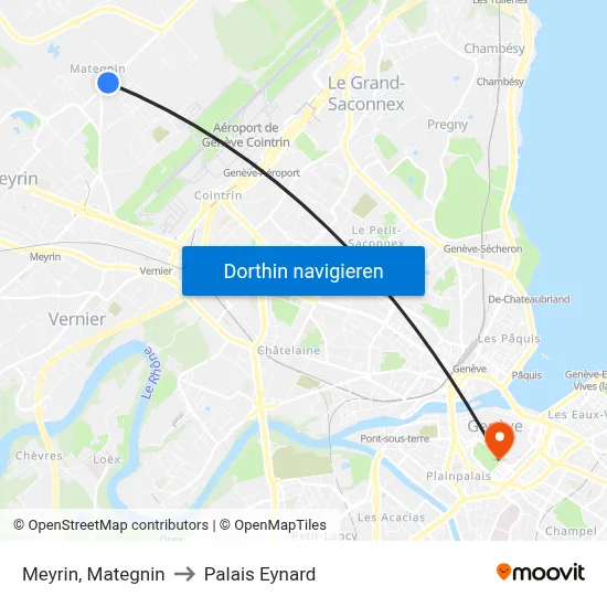 Meyrin, Mategnin to Palais Eynard map