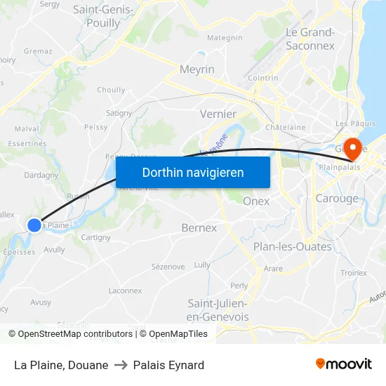 La Plaine, Douane to Palais Eynard map