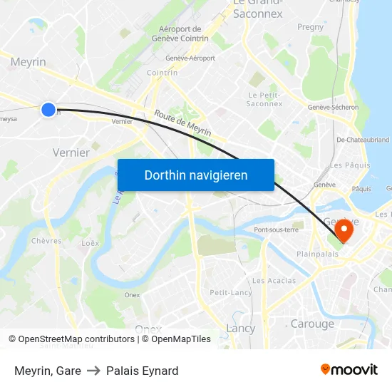 Meyrin, Gare to Palais Eynard map