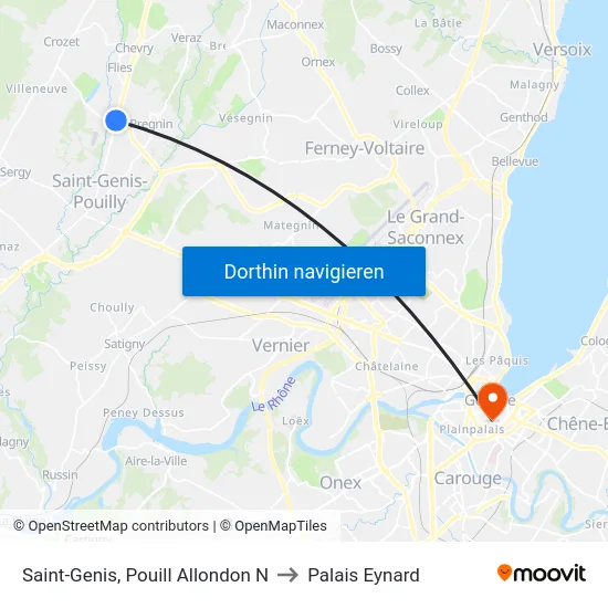 Saint-Genis, Pouill Allondon N to Palais Eynard map