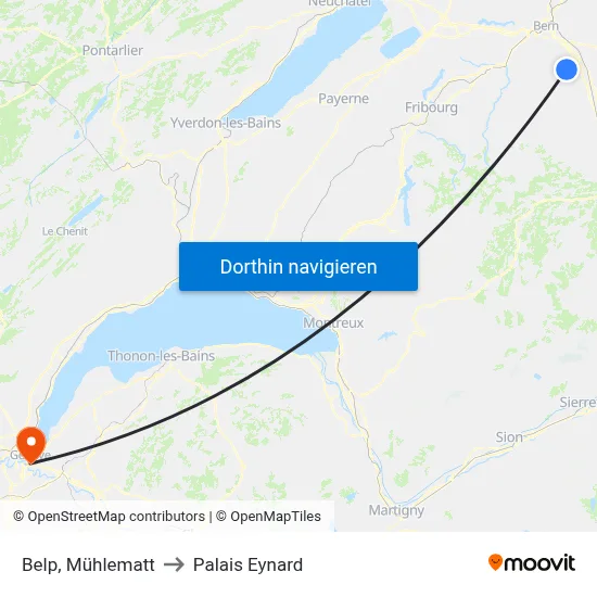 Belp, Mühlematt to Palais Eynard map
