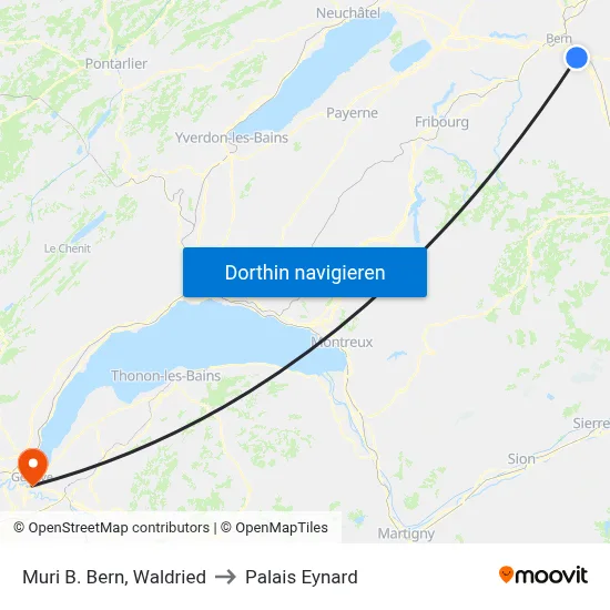 Muri B. Bern, Waldried to Palais Eynard map