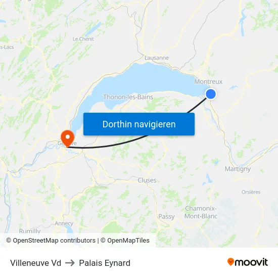 Villeneuve Vd to Palais Eynard map