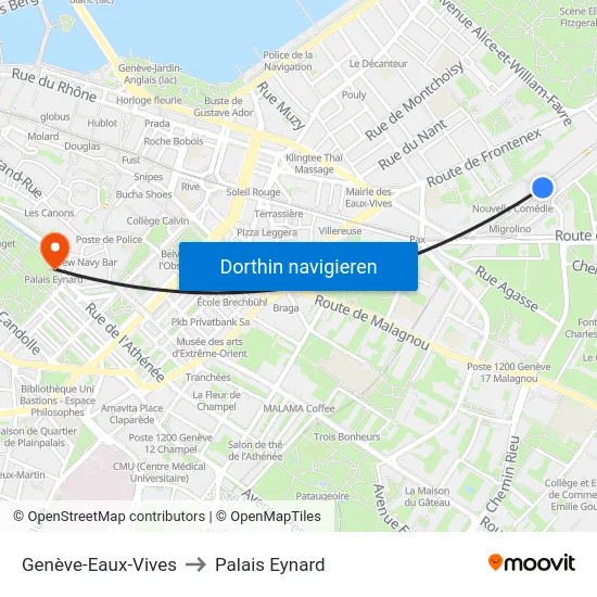 Genève-Eaux-Vives to Palais Eynard map